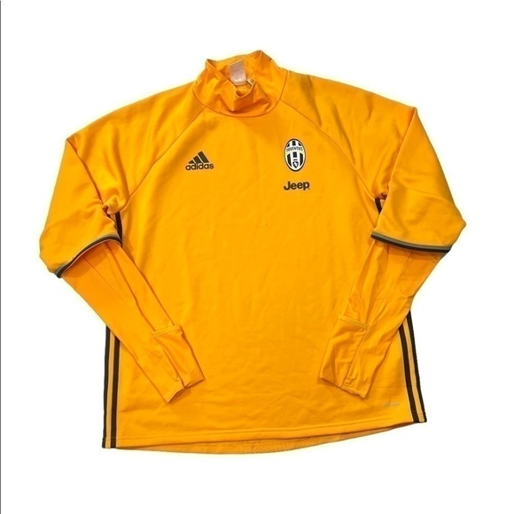 adidas juventus yellow long sleeve warm up jersey mock neck climacool - Picture 2 of 9